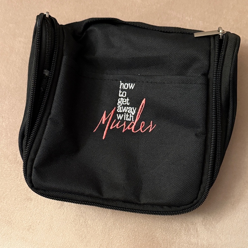 How to Get Away With Murder travel toiletry bag Black Embroidered Zippered Pouch